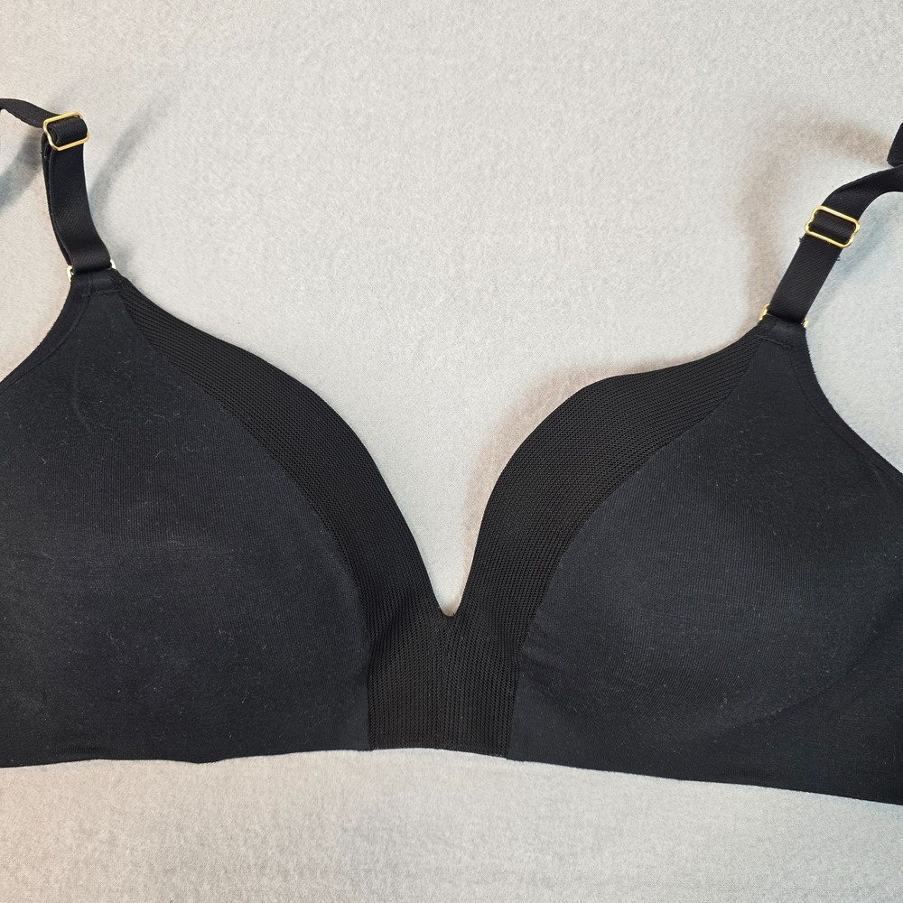 Lively 36D Black Wireless Bra Mesh Trim Soft Cup Everyday Comfort T Shirt Bra